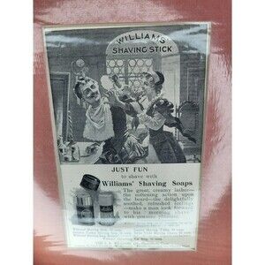 1898 Williams Shaving Stick Advertisement Antique Barber Print Vintage